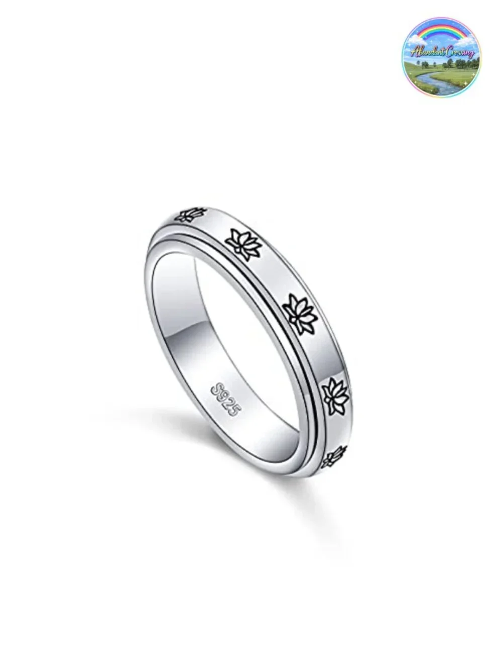 S925 Sterling Silver Spinner Fidget Ring Anxiety Relief Size 7